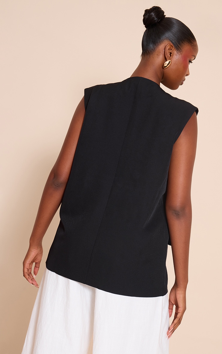 Black Oversized Boxy Longline Vest image 2