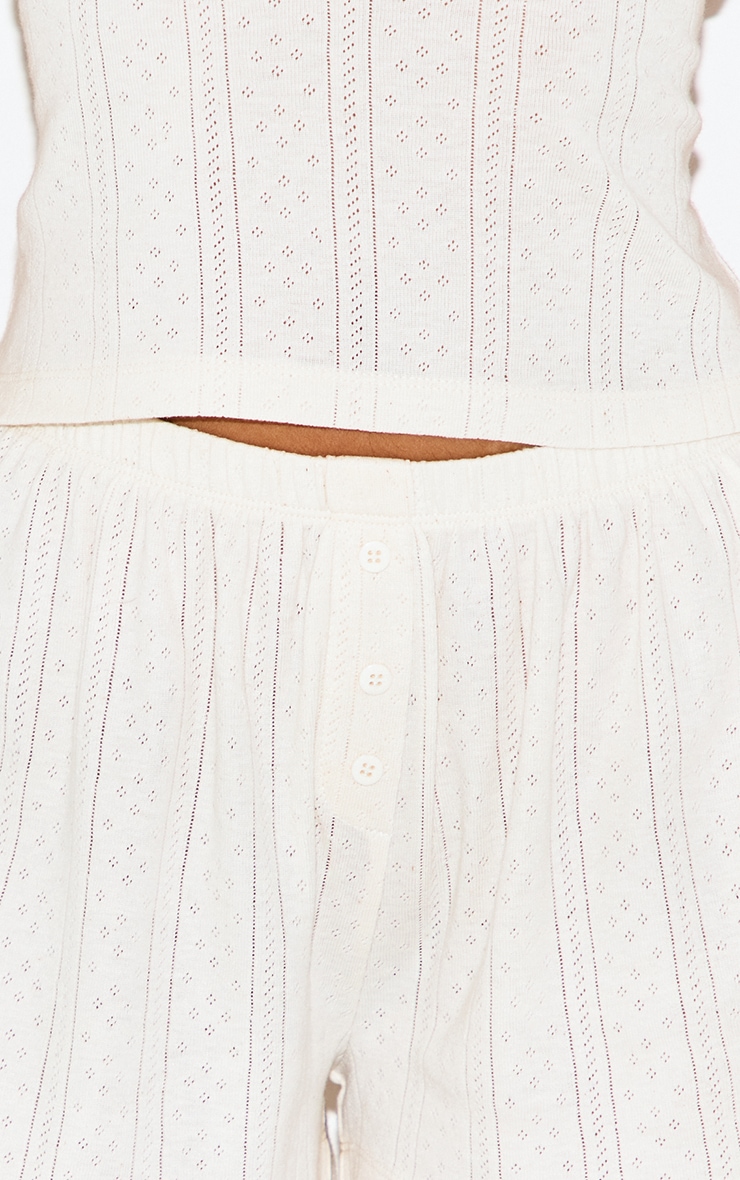 Petite Short de pyjama en maille pointelle crème image 5