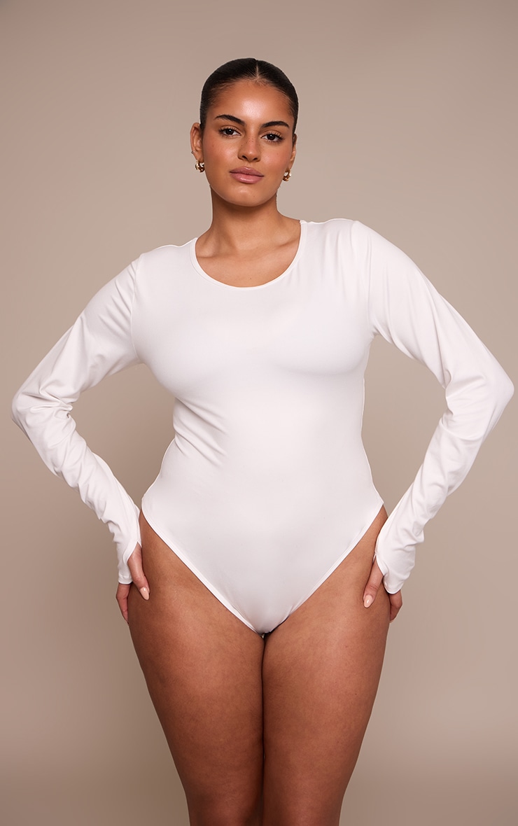 Plus Body en Sculpt blanc à manches longues image 2