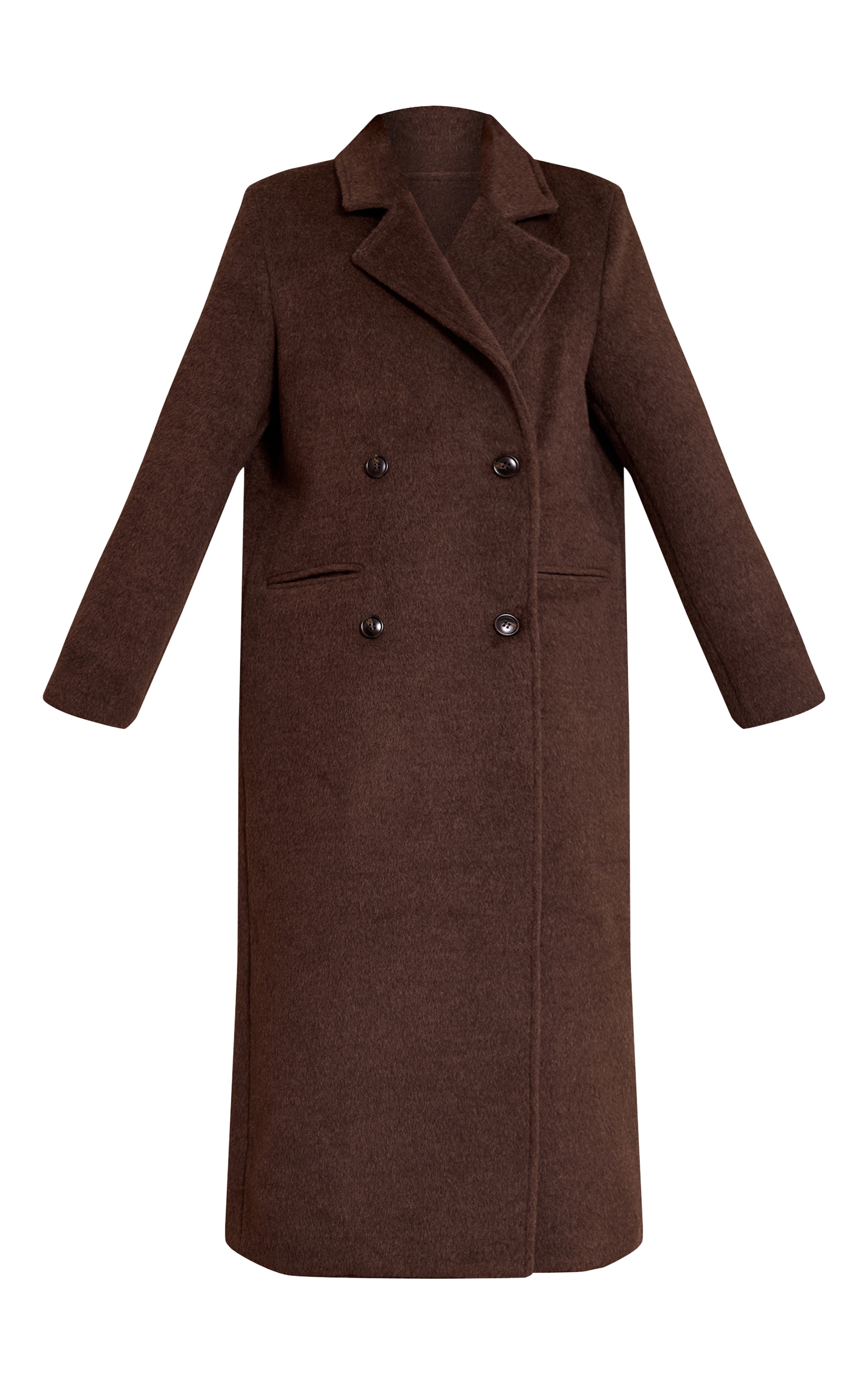 Chocolate Structured Double Breasted Wool Look Maxi Coat image 5