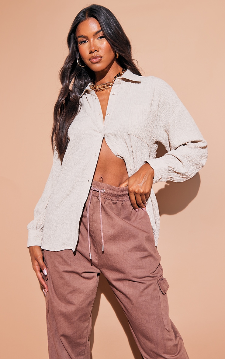 Stone pocket front oversized shirt Clearance