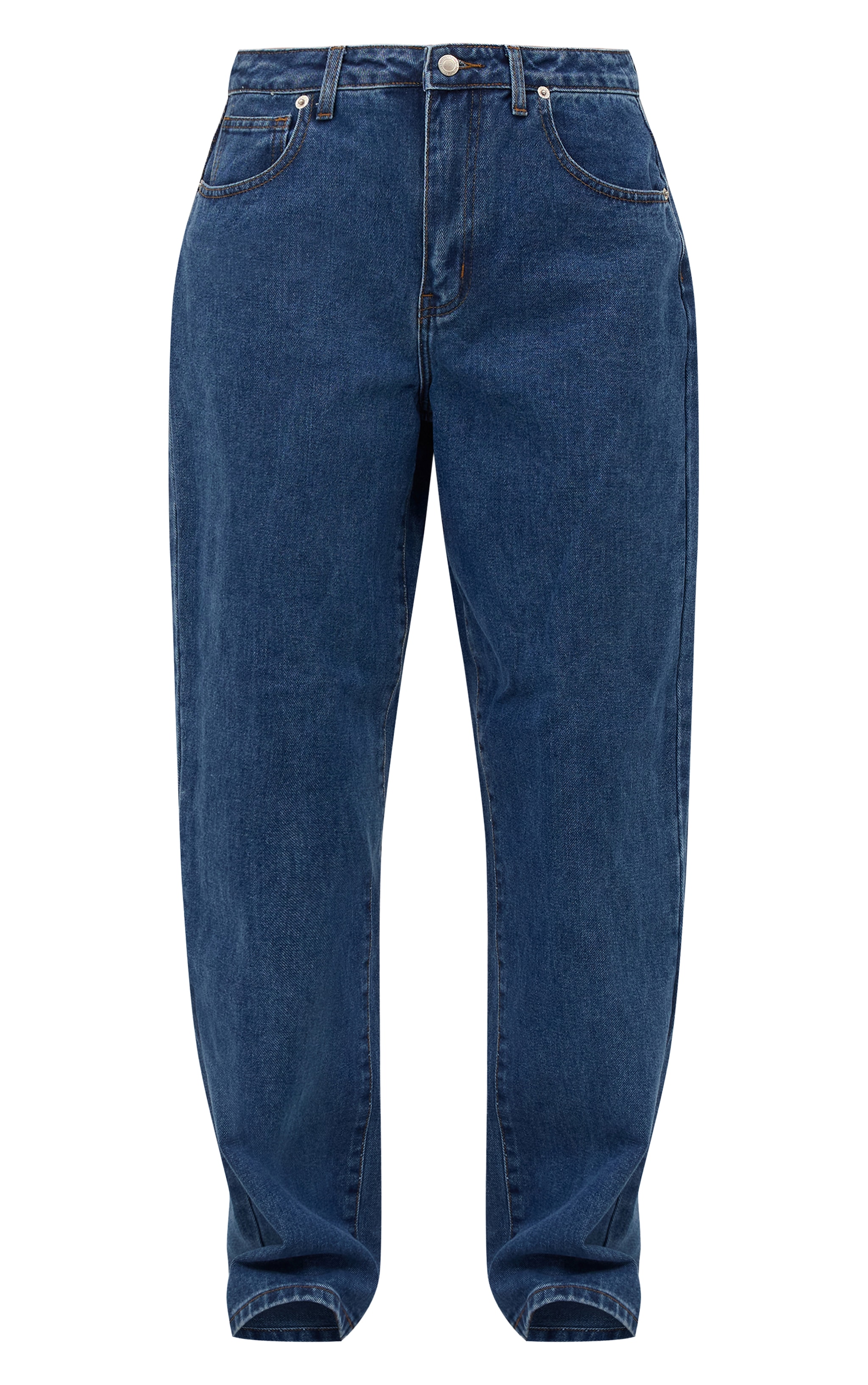 PRETTYLITTLETHING Dark Blue High Waist Boyfriend Jeans image 5