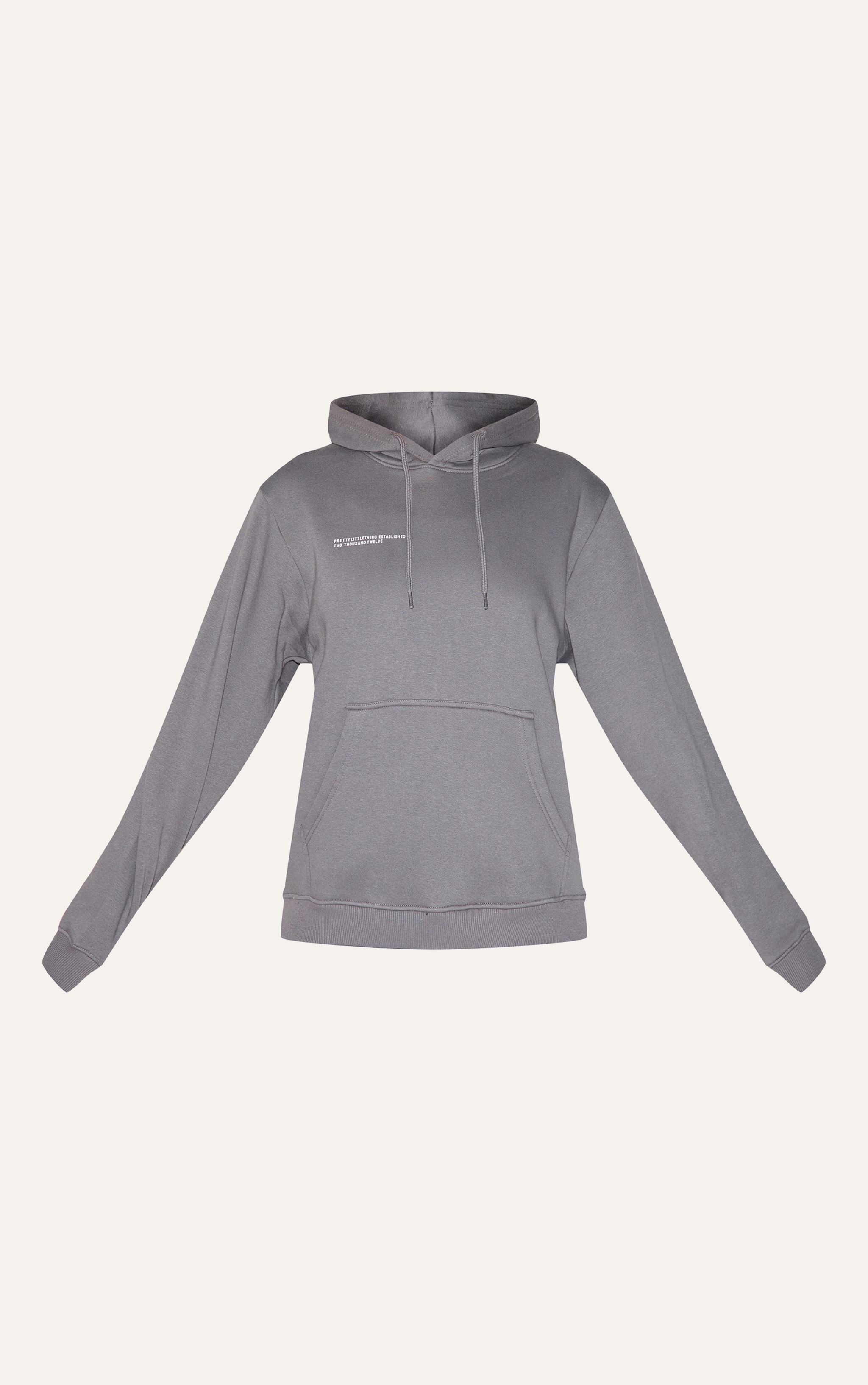 PRETTYLITTLETHING Hoodie oversize gris anthracite à slogan Est 2012 image 5