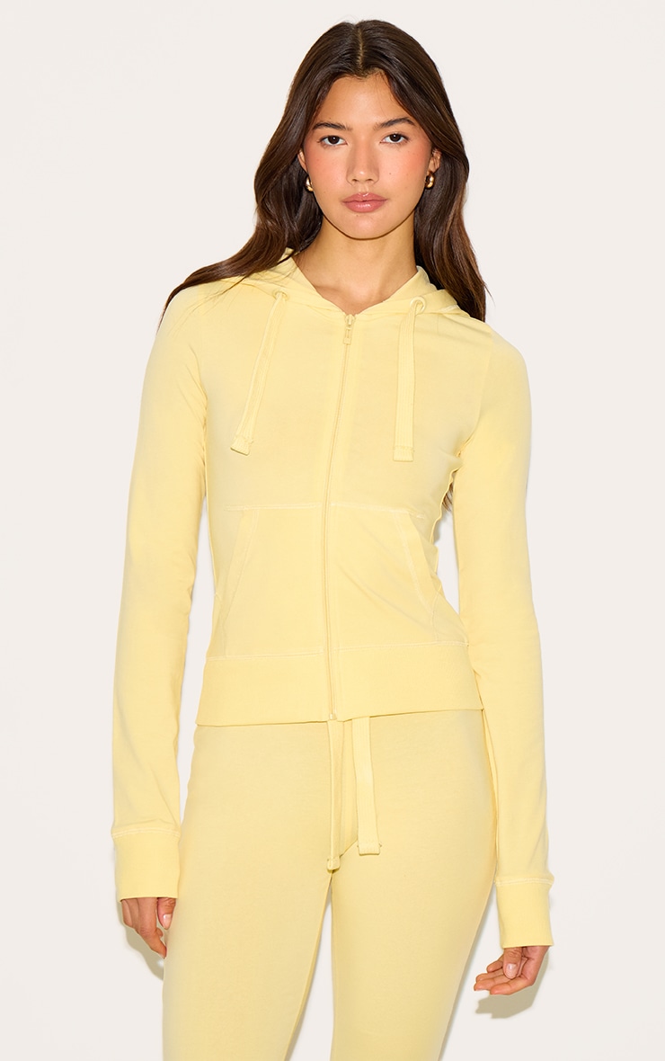 Top de survêtement ajusté jaune beurre à zip image 1
