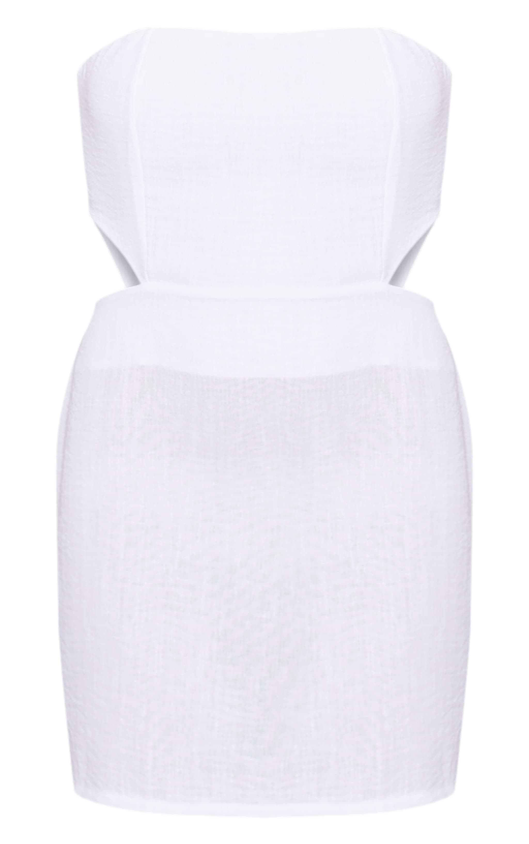 White Linen Bandeau Bow Back Shift Dress image 1