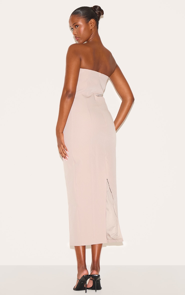 Taupe Lace Bust Detail Woven Midaxi Dress image 2
