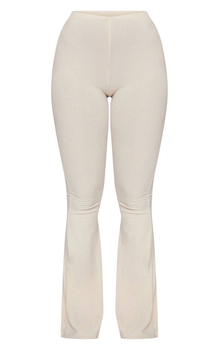 Beige Soft Touch High Waist Flared Pants image 1