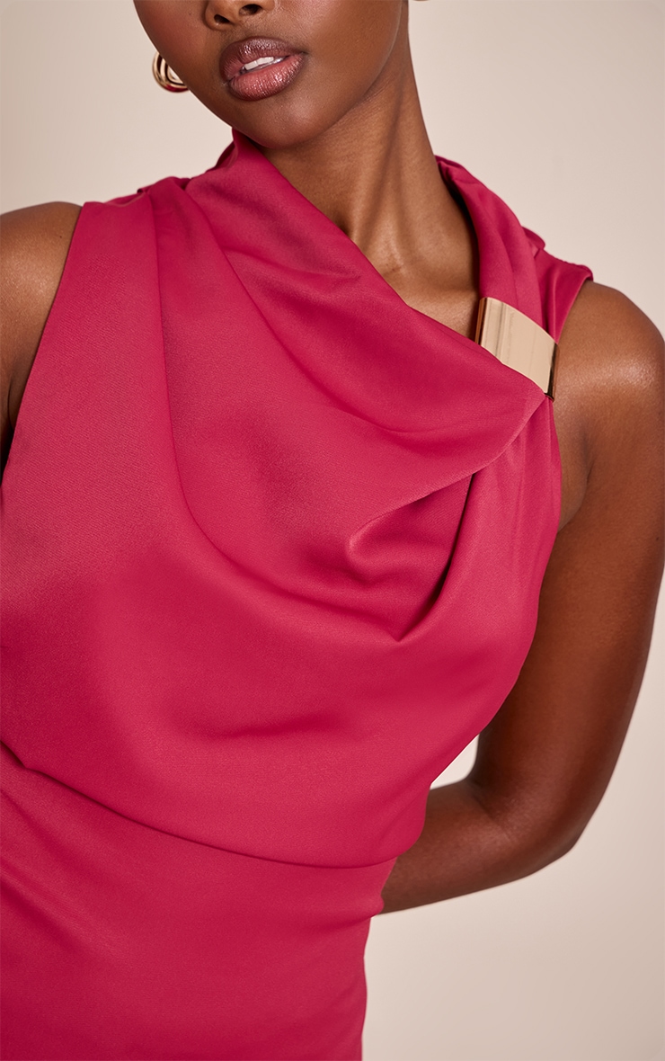 Burgundy Trim Shift Mini Dress image 4