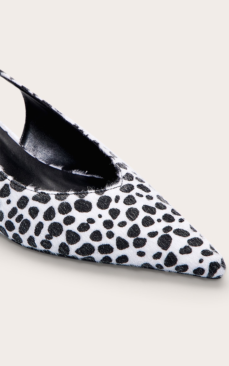 Dalmatian Print Pointed Toe Contrast Heel Sling Back image 5