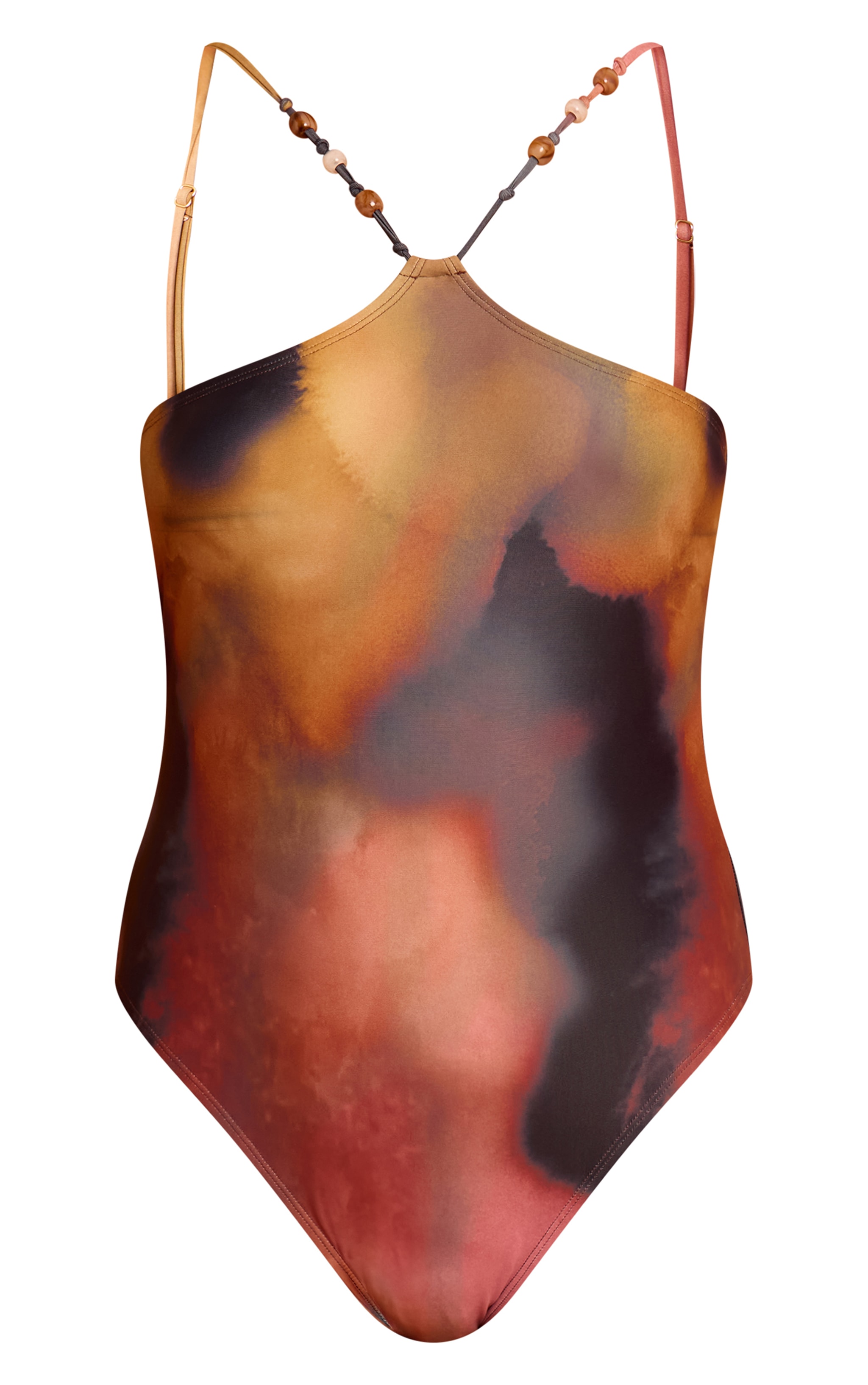 Multi Blurred Print Halter Neck Swimsuit image 5