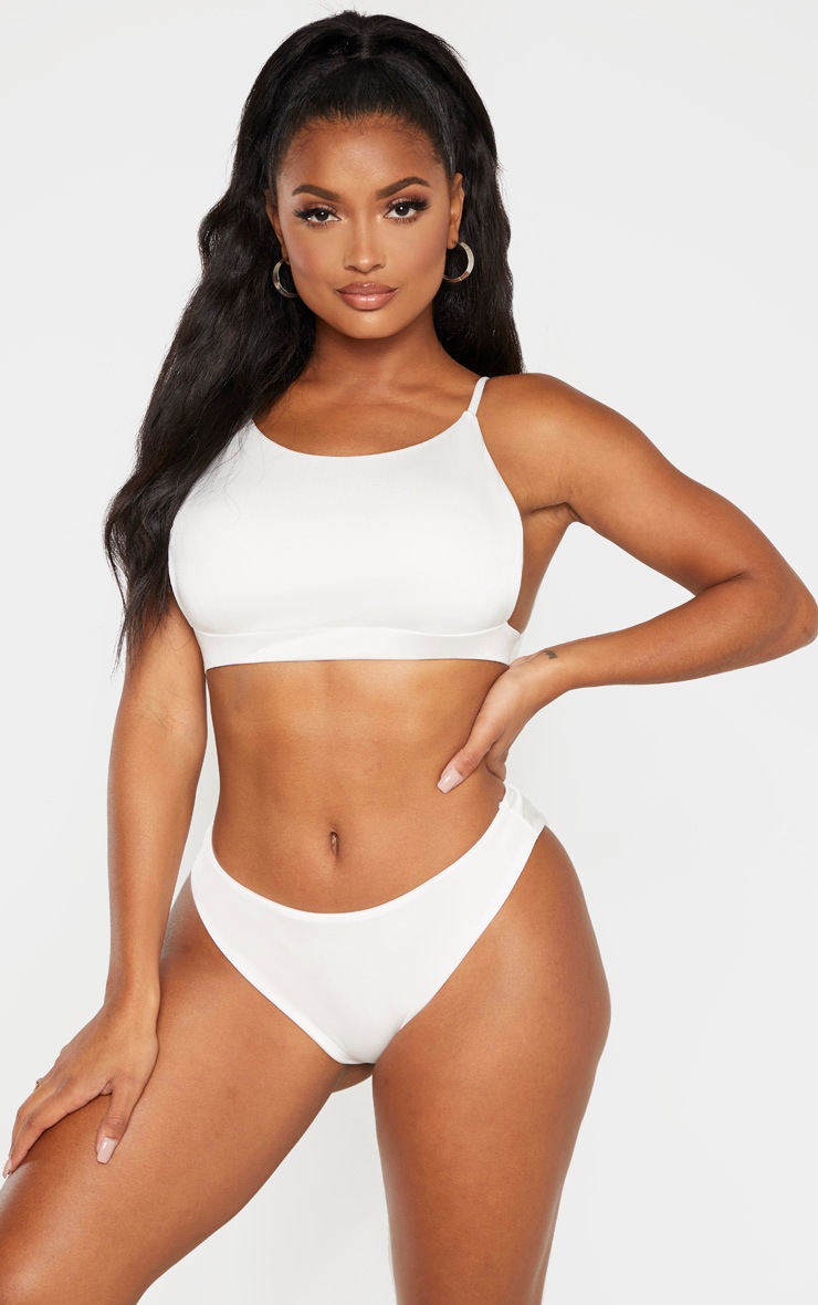 Shape White Side Boob Strappy Bikini Top