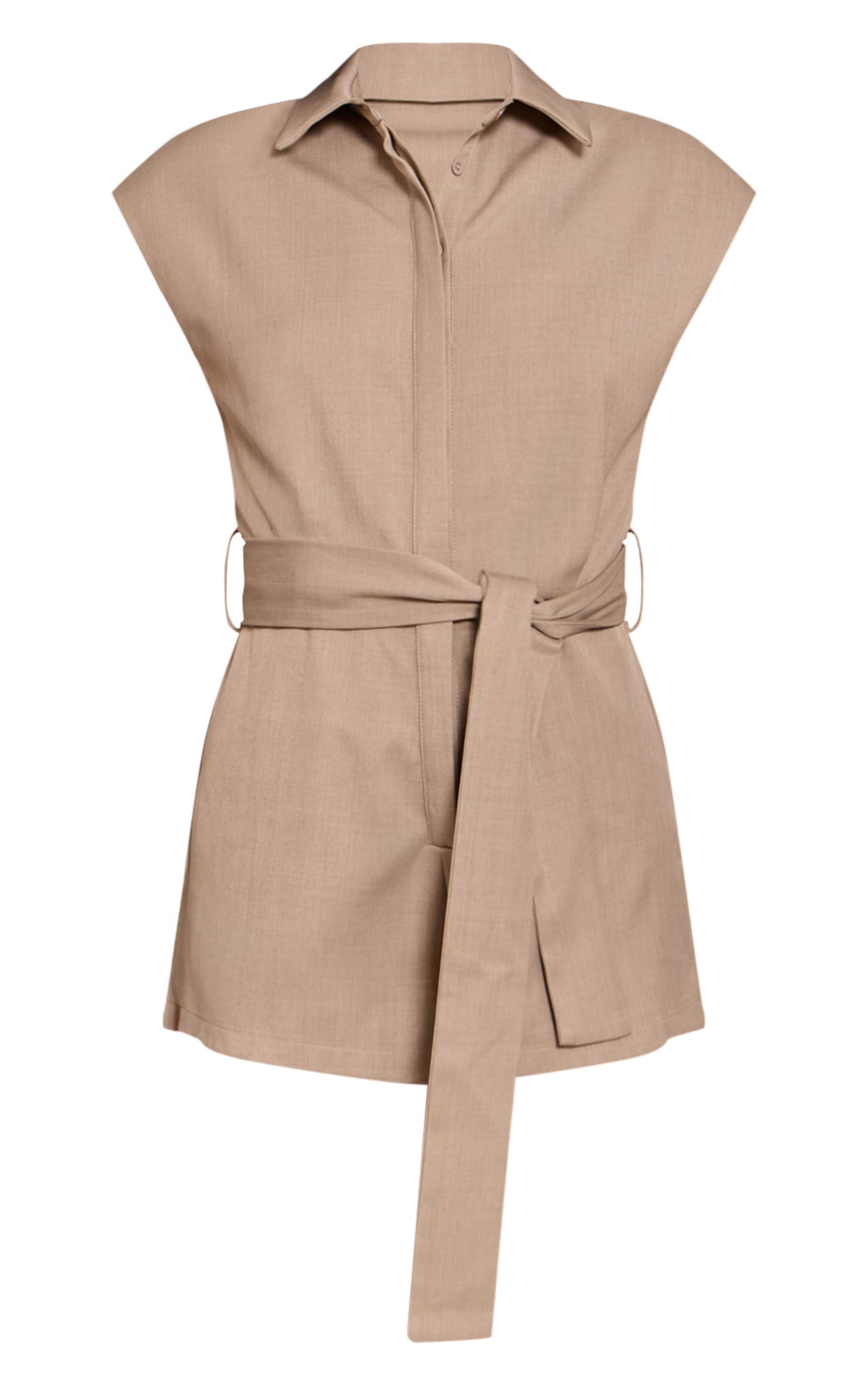 Stone Woven Belt Detail Collar Romper image 5