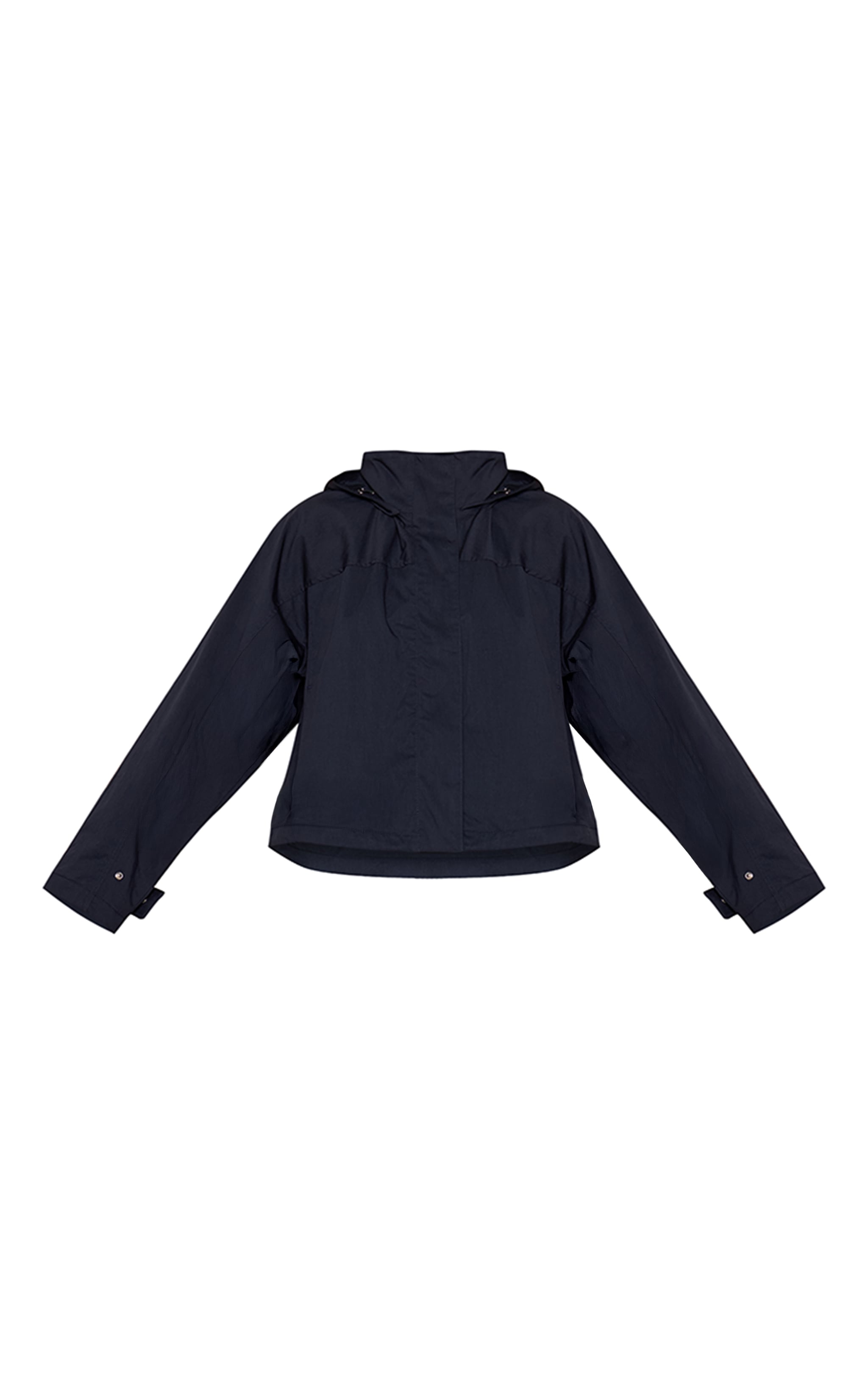 Navy Funnel Neck Ruched Windbreaker image 5