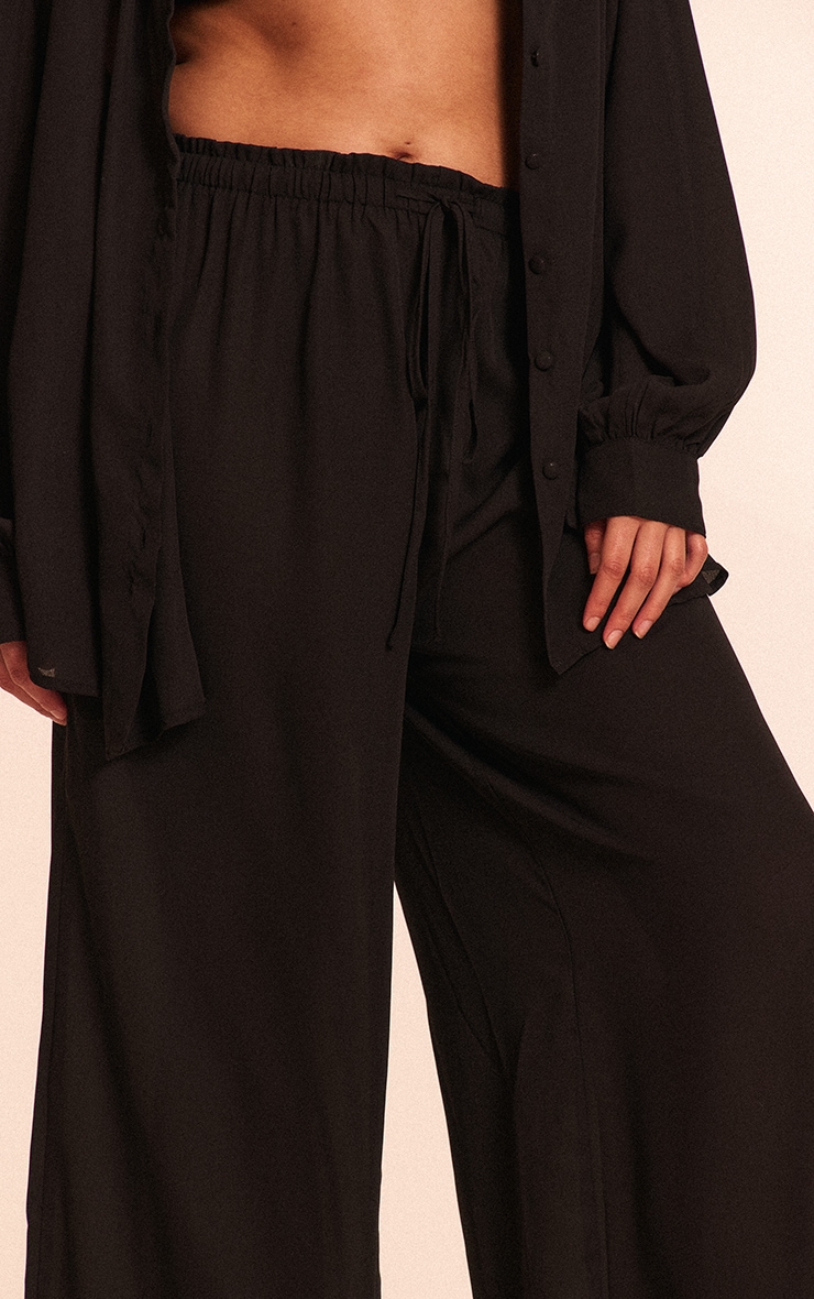 Plus Black Tie Waist Beach Pants image 4