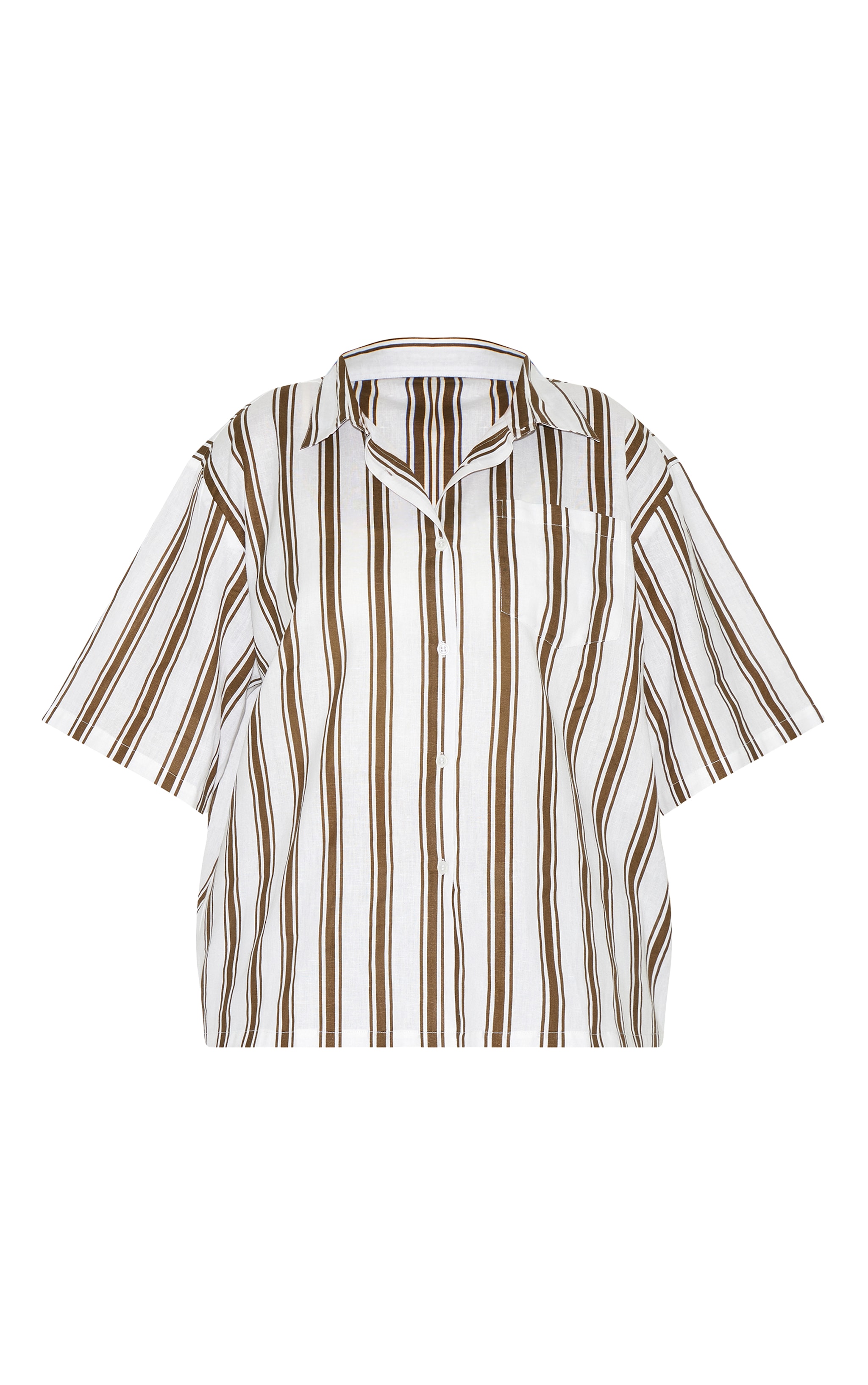 Plus Beige Striped Oversized Shirt image 5