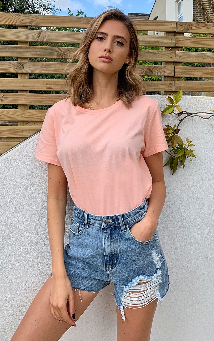 Peach Short Sleeve Fitted T Shirt