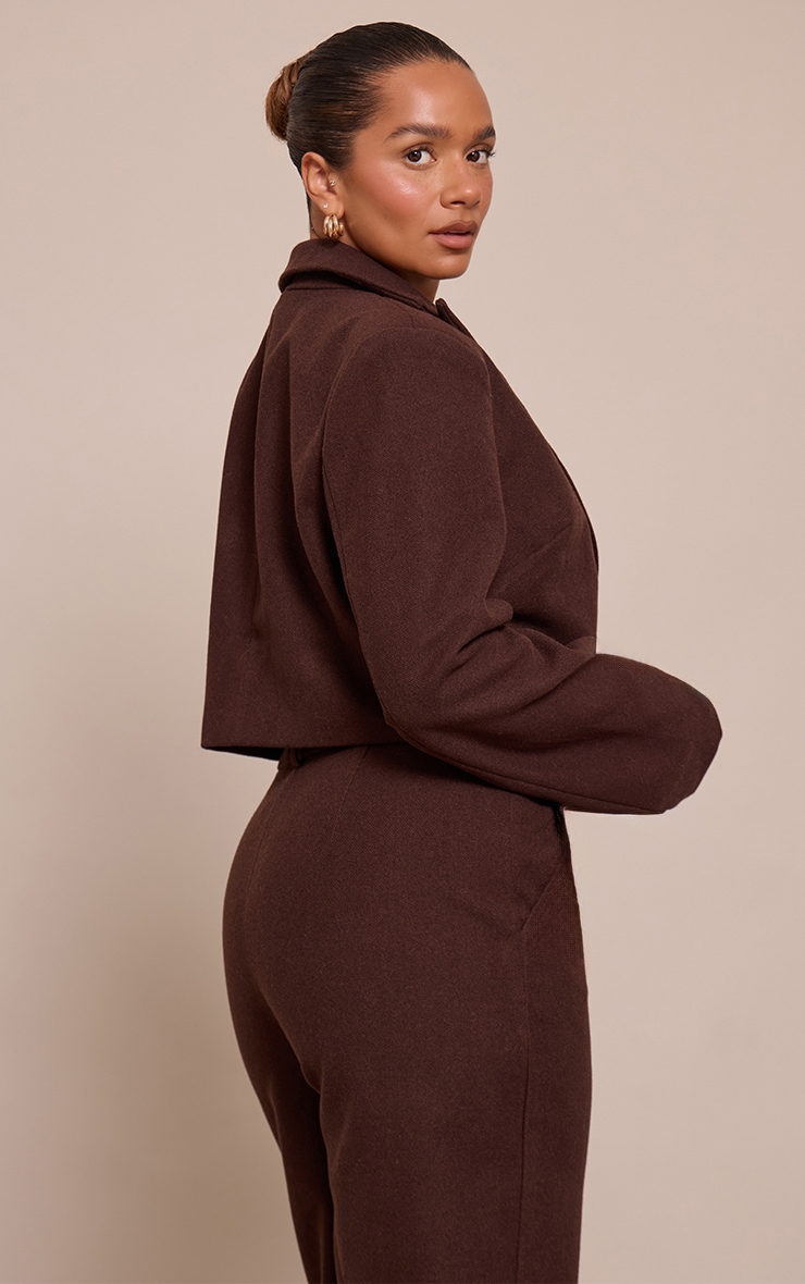 Shape Chocolate Wool Look Cropped Structured Blazer image 2