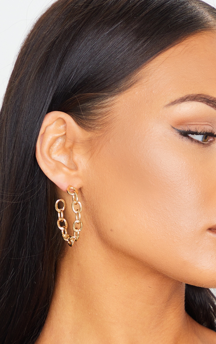 Gold Small Chain Hoop Earrings