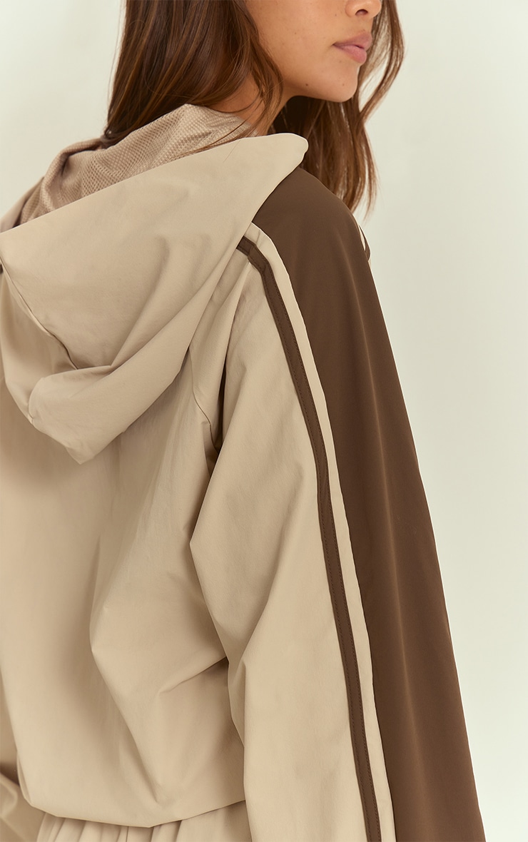 Stone Shell Contrast Stripe Hooded Track Jacket image 4
