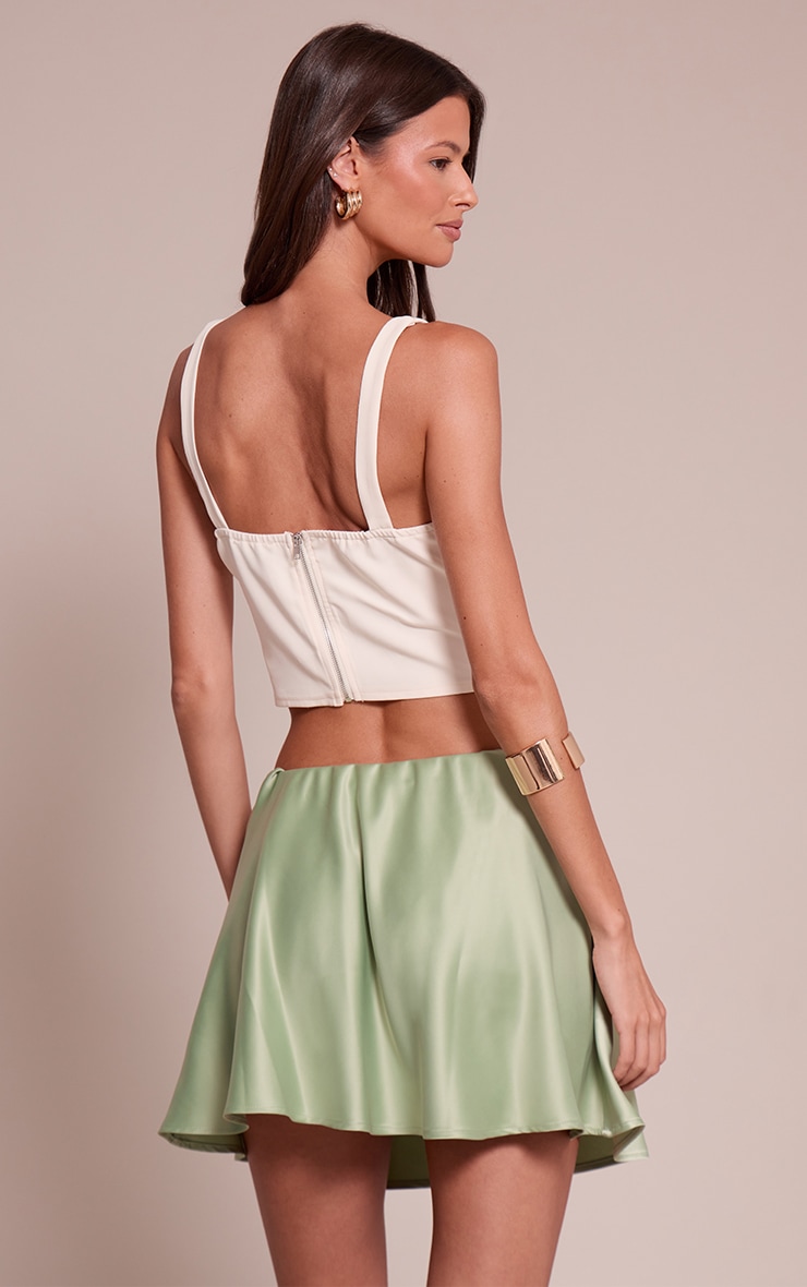 Sage Satin Floaty Mini Skirt image 3
