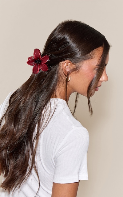 Red Hibiscus Flower Hair Clip