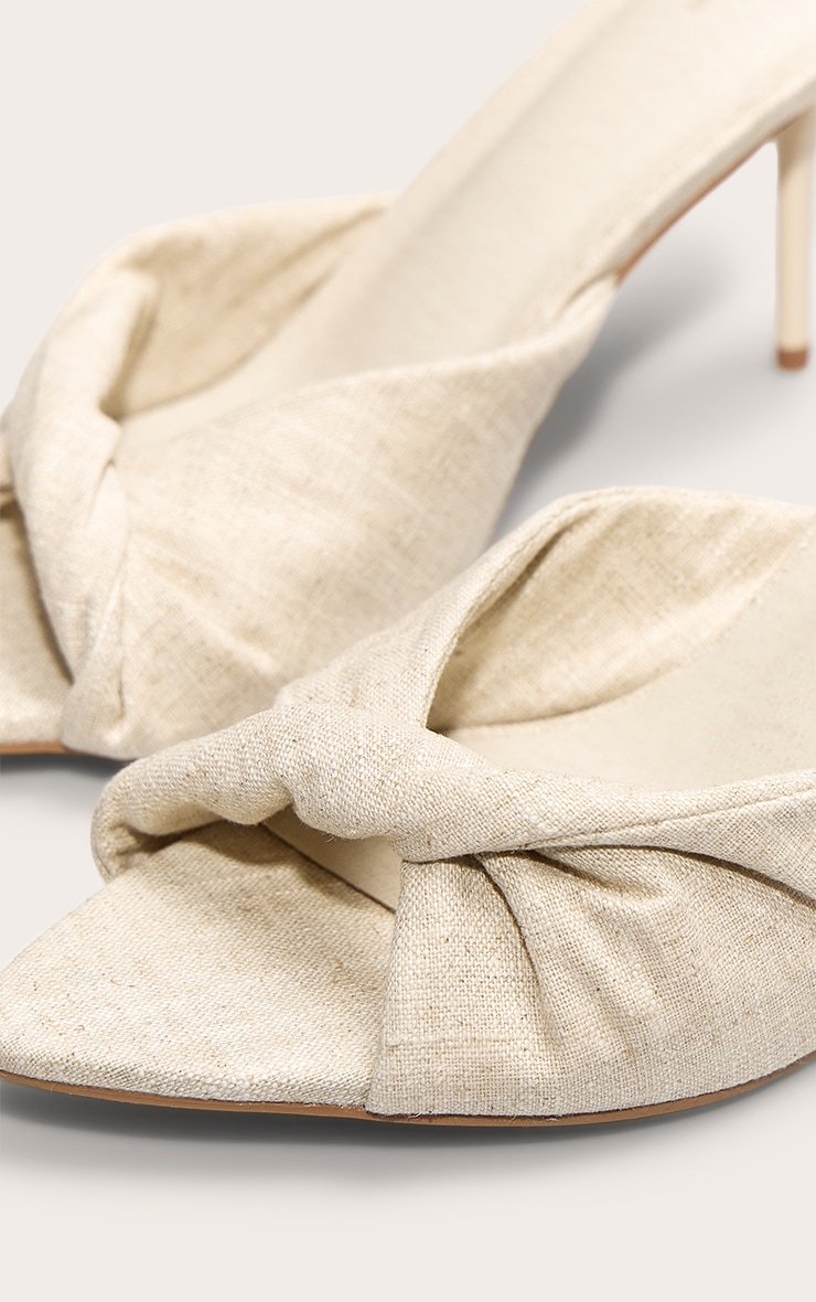 Natural Point Toe Twist Strap High Heeled Mules | Footwear
