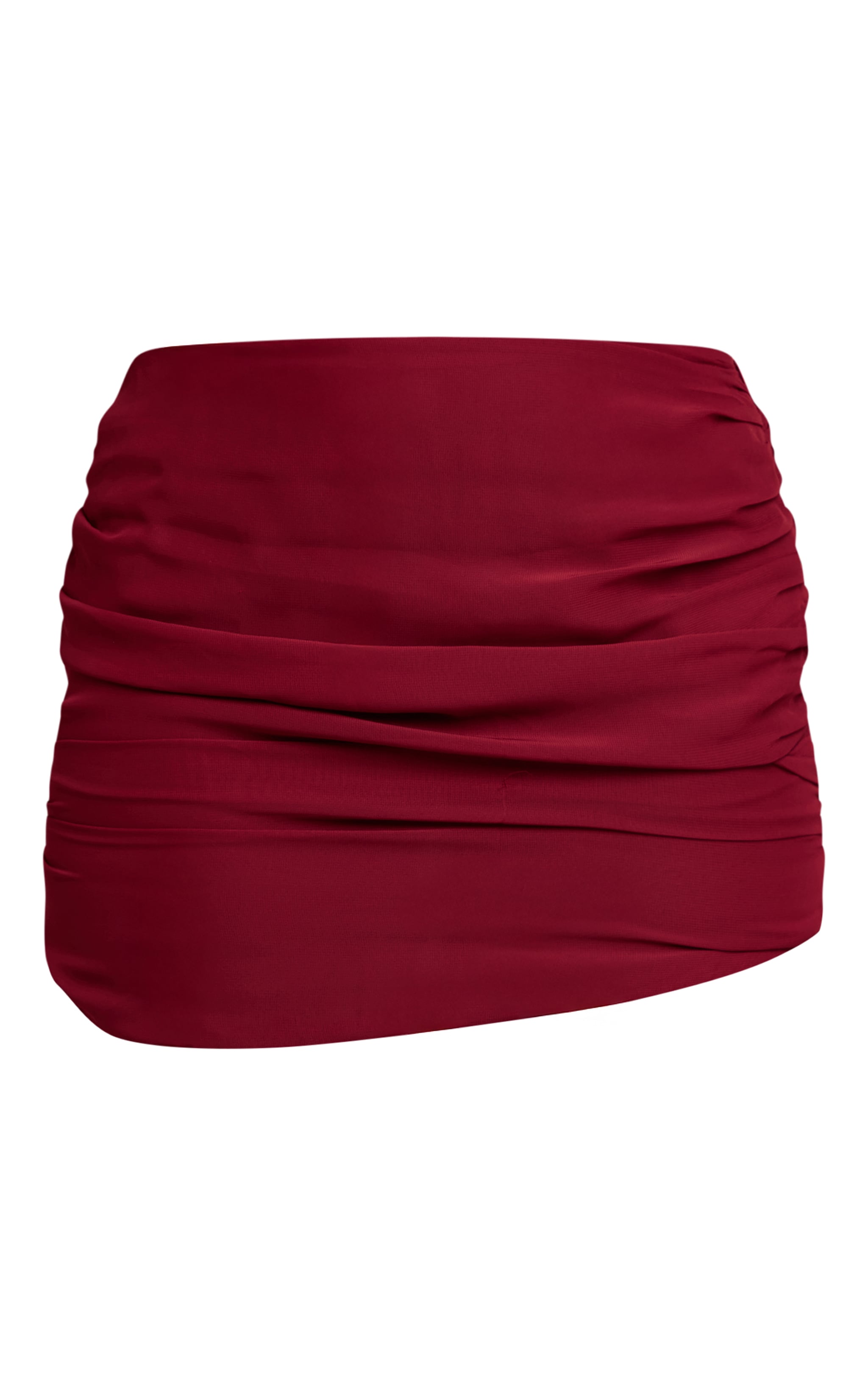 Wine Chiffon Ruched Mini Skirt image 6
