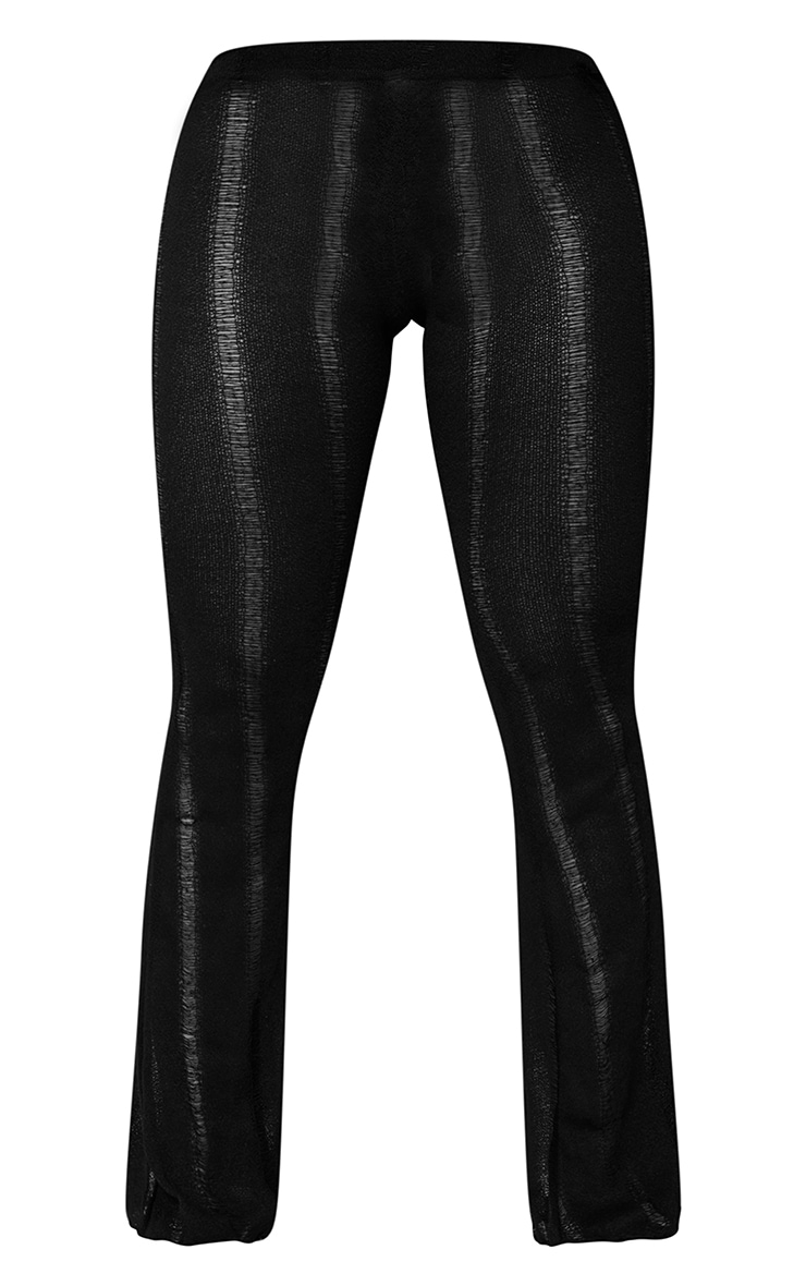 Black Distressed Low Waist Flared Trousers image 5