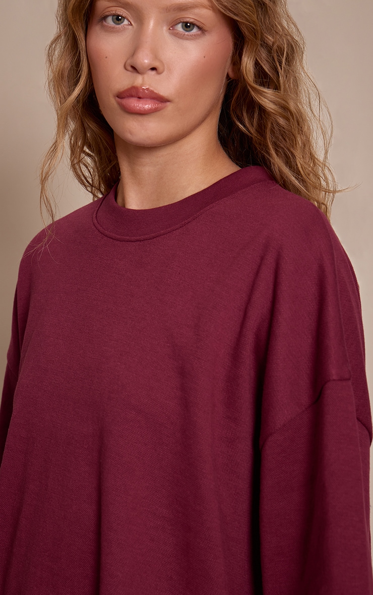Burgundy Jersey Oversized T Shirt image 4