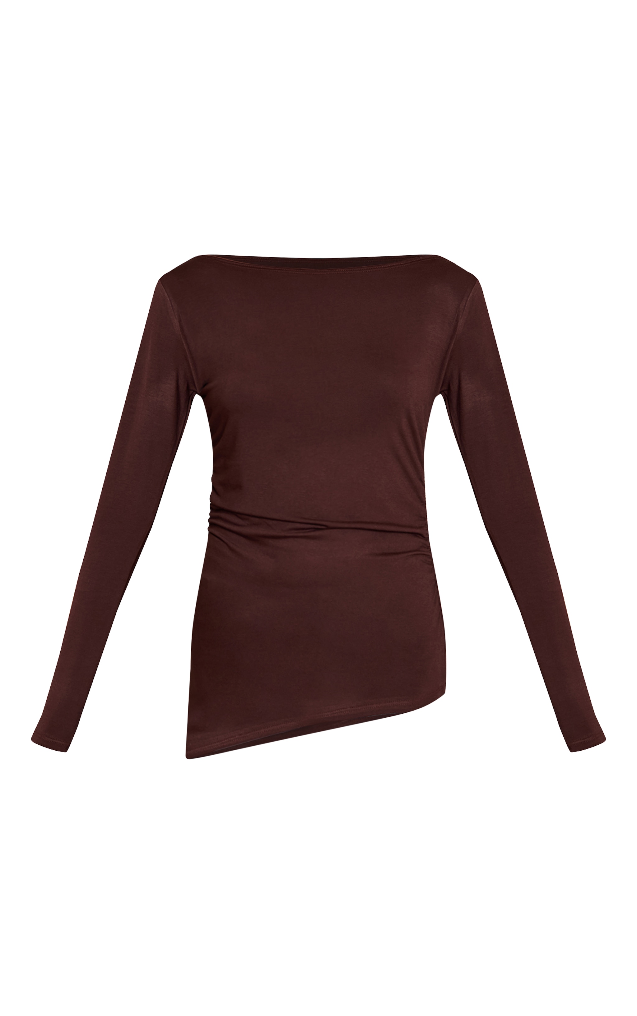 Chocolate Asymmetric Hem Detail Long Sleeve Top  image 5