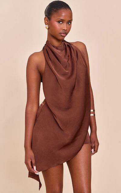 Chocolate Satin Halterneck Romper