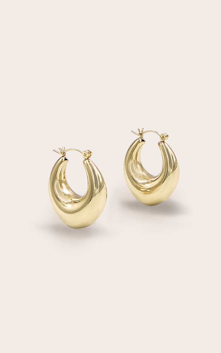 Real Gold Plated Thick Tubular Hoop Earrings image 3