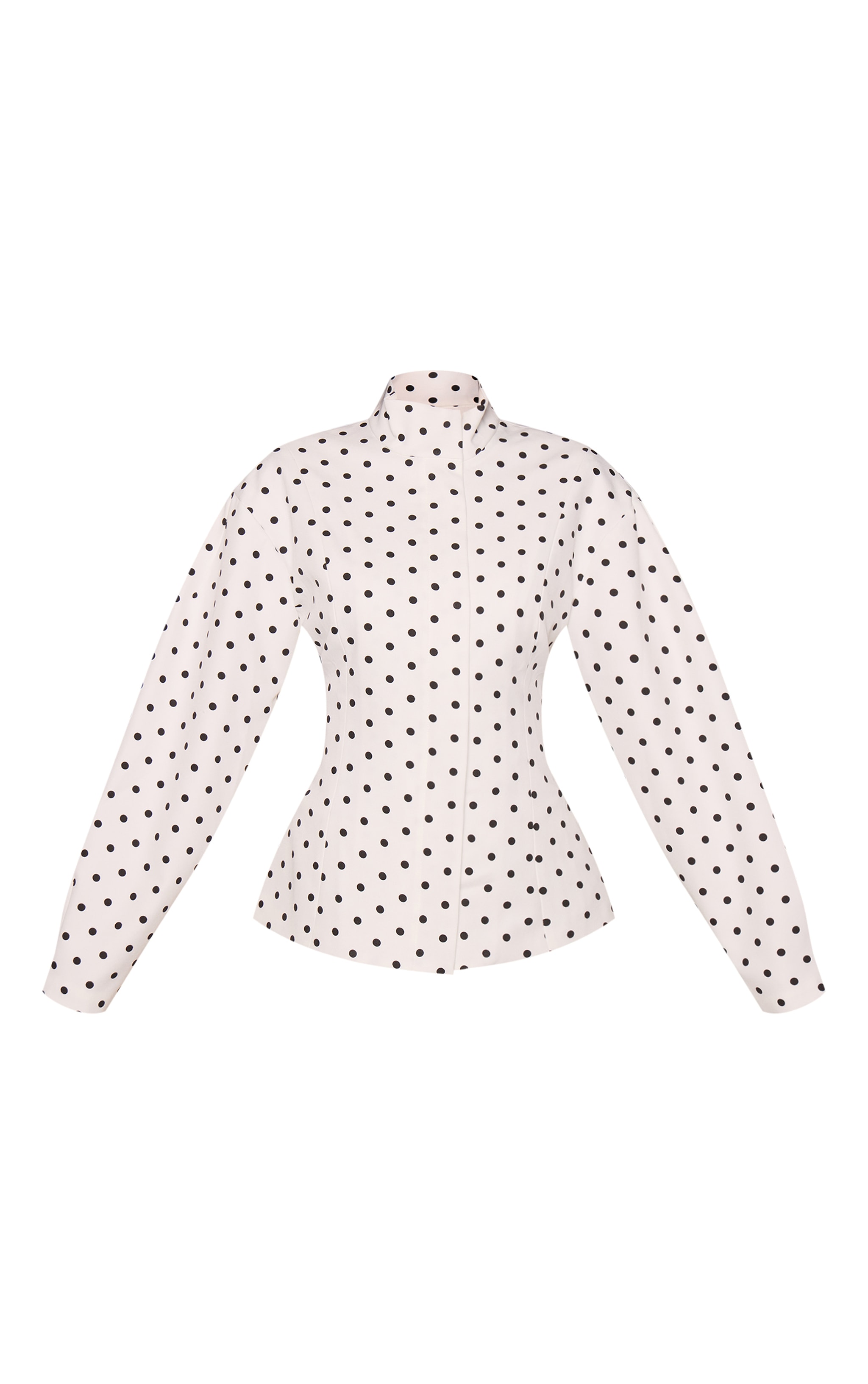 White Polka Dot Tailored Cocoon Sleeve Jacket image 5