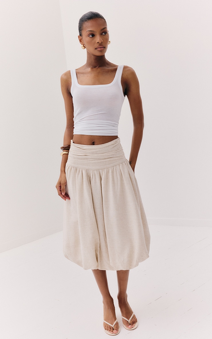 White Sheer Soft Touch Scoop Neck Long Vest Top image 3