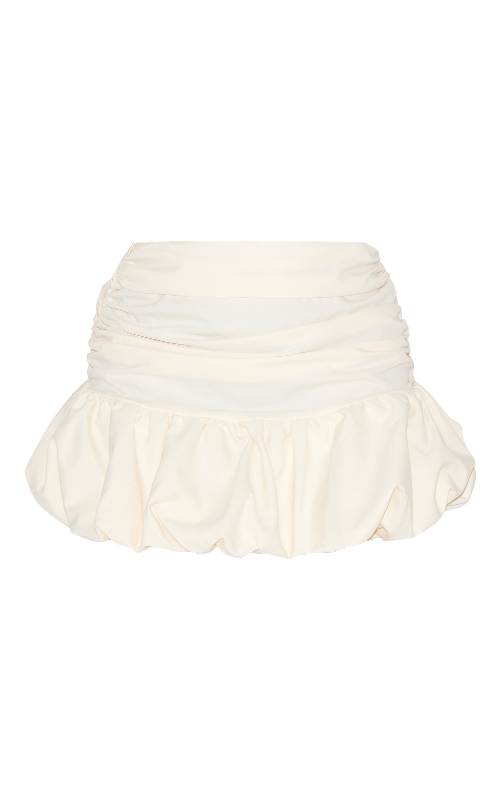Shape Cream Ruched Dropped Hem Puffball Mini Skirt image 6