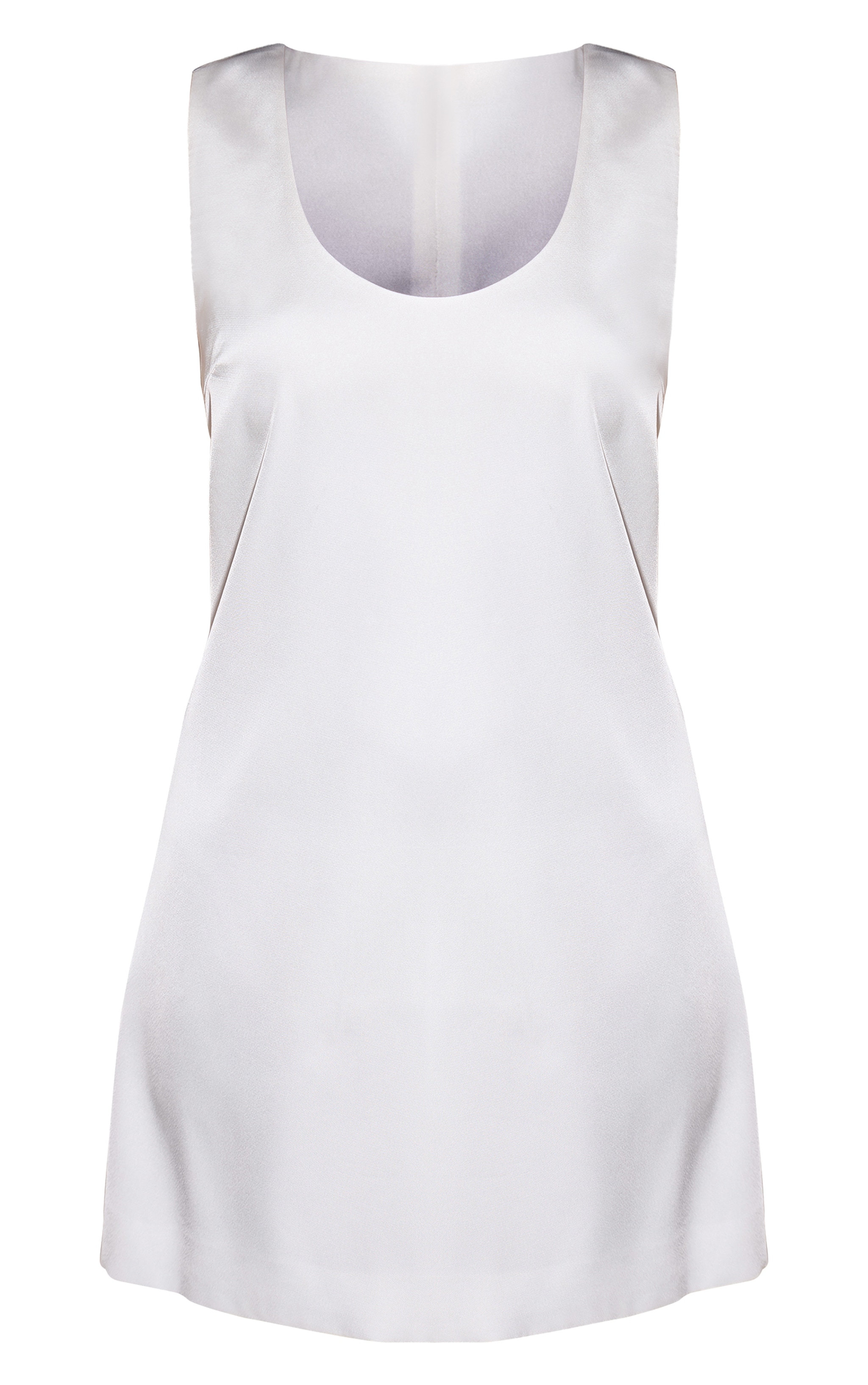 Mini robe droite satinée blanche à col rond image 5