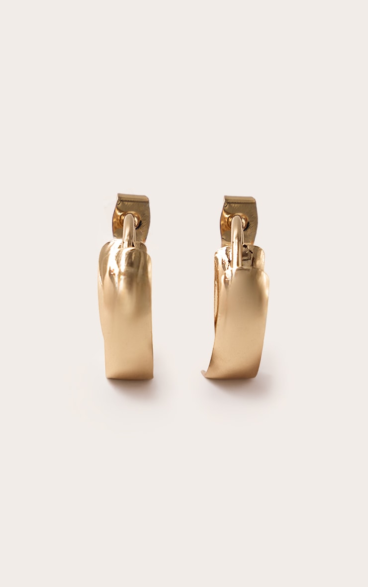 Gold Smooth Layered Spaced Hoops image 3