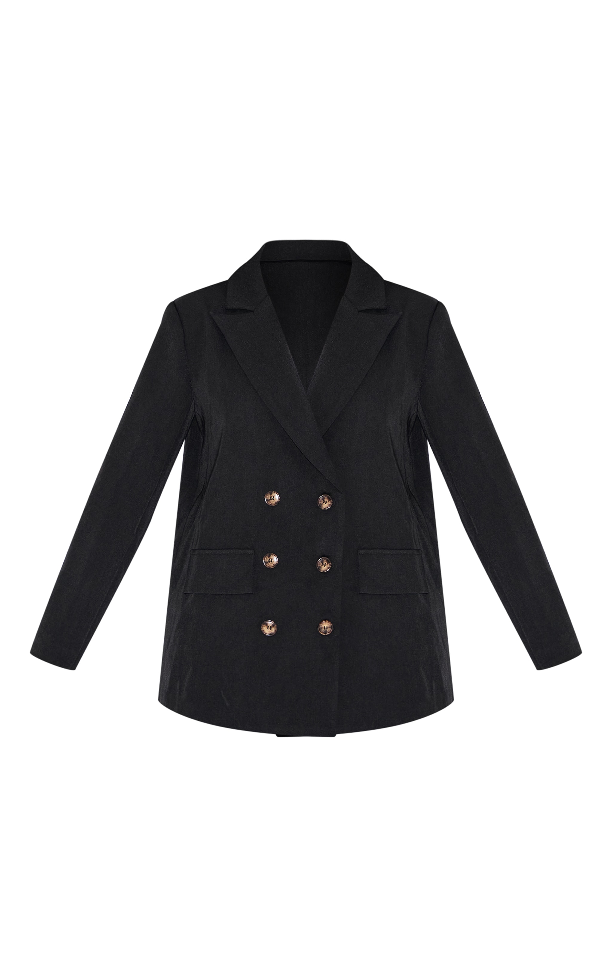 Petite Black Premium Double Breasted Button Detail Blazer image 5