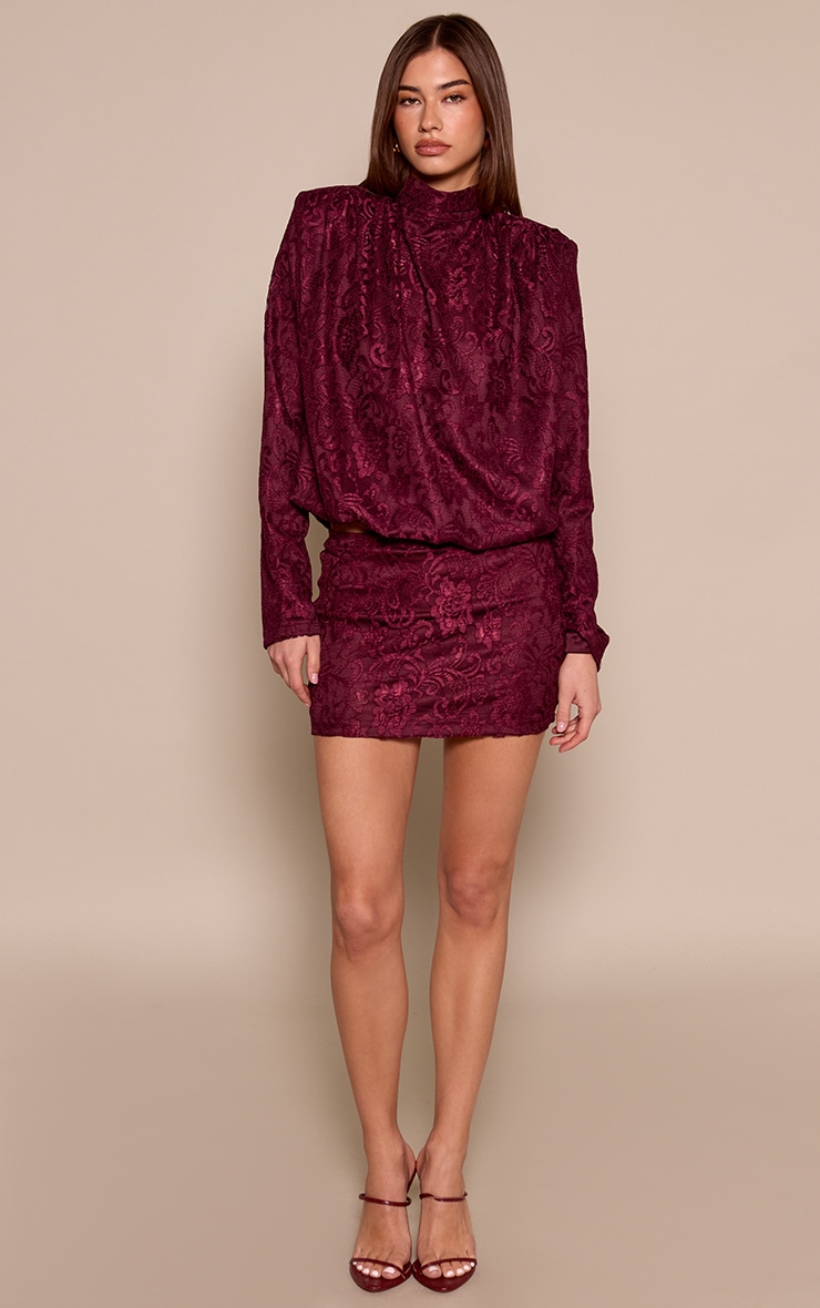 Wine Lace Mid Rise Mini Skirt image 1