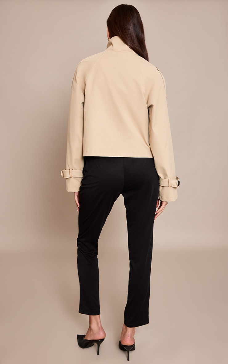 Black Tailored Mid Rise Cigarette Pants image 3