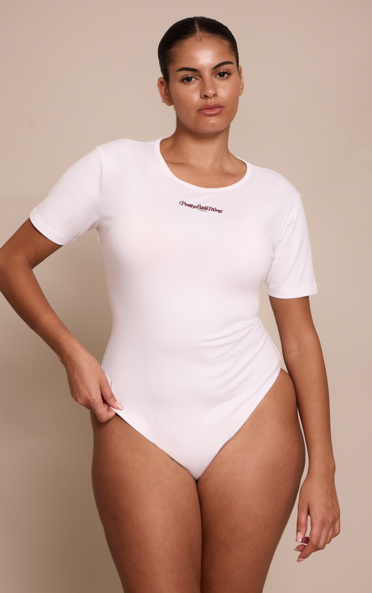 Plus Cream Prettylittlething Short Sleeve Bodysuit image 2