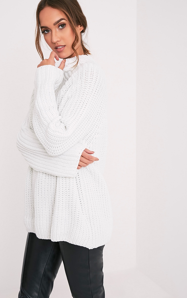 Rheana White Oversized Chunky Knit Jumper ...
