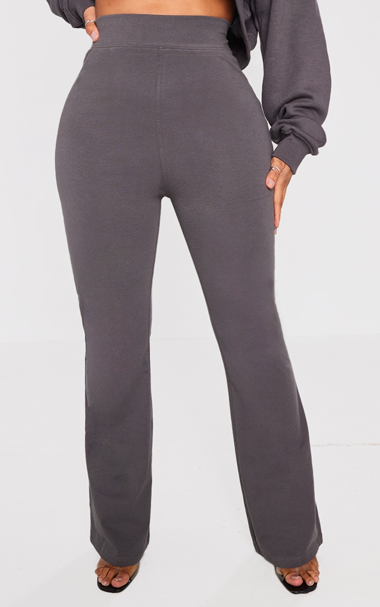 Shape Pantalon flare en coton gris anthracite à taille haute image 2