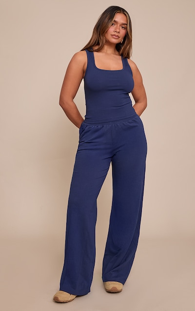 Shape Pantalon large bleu marine et taille haute