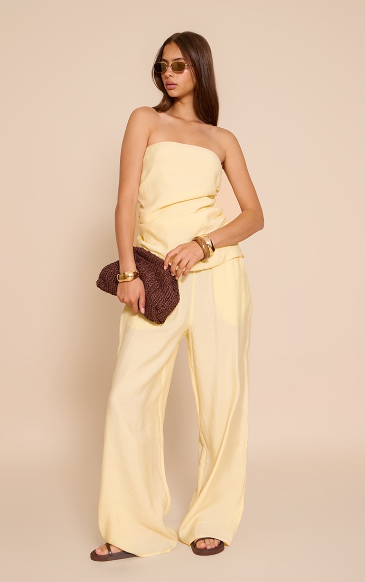 Butter Cream Woven Ruched Bandeau Top image 3