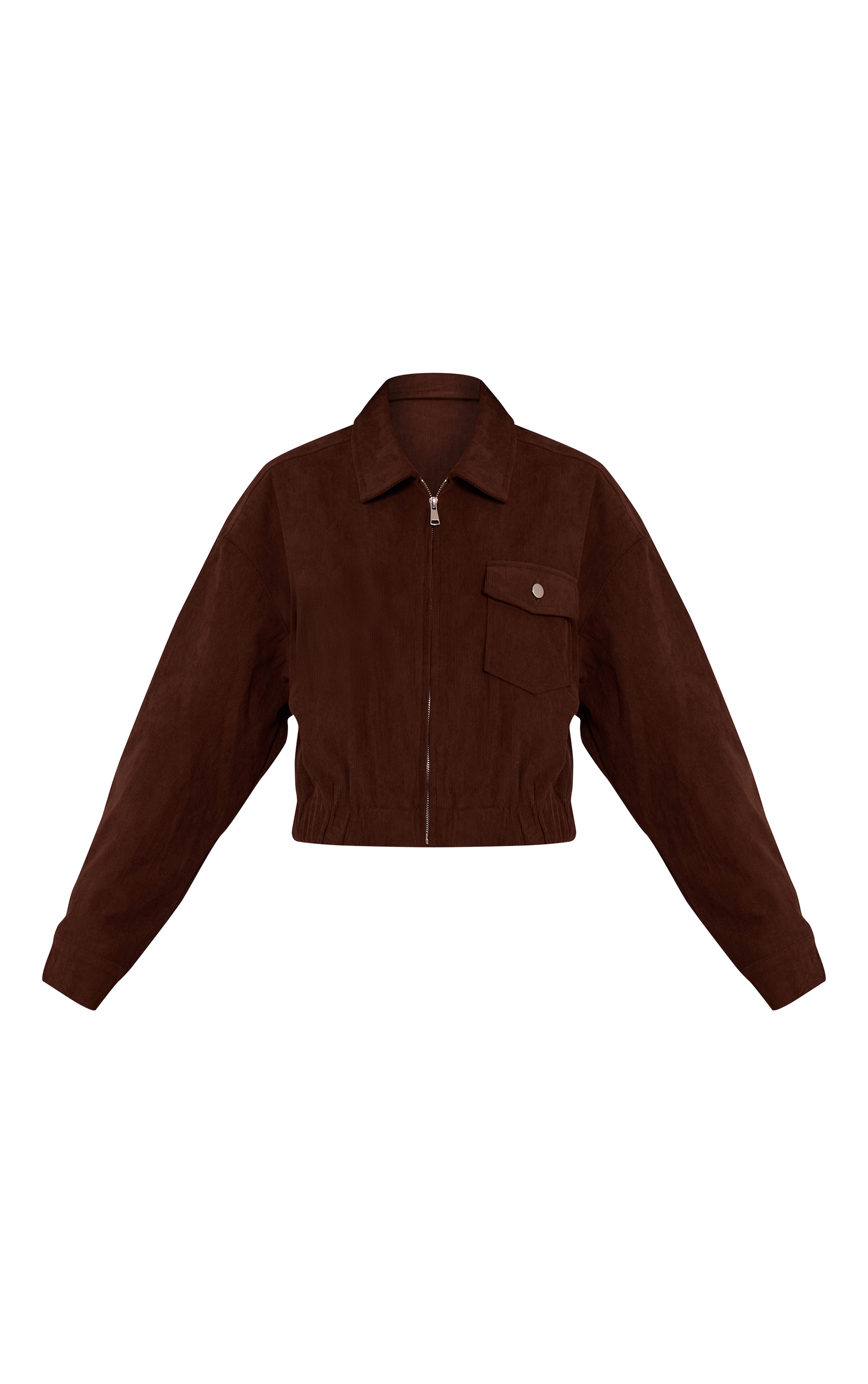 Dark Brown Cord Cropped Zip Jacket image 5