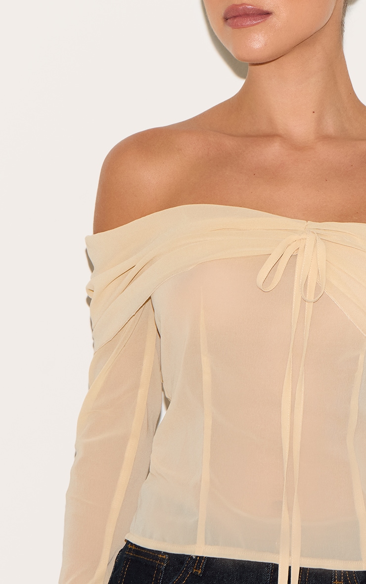 Almond Bardot Chiffon Blouse image 4