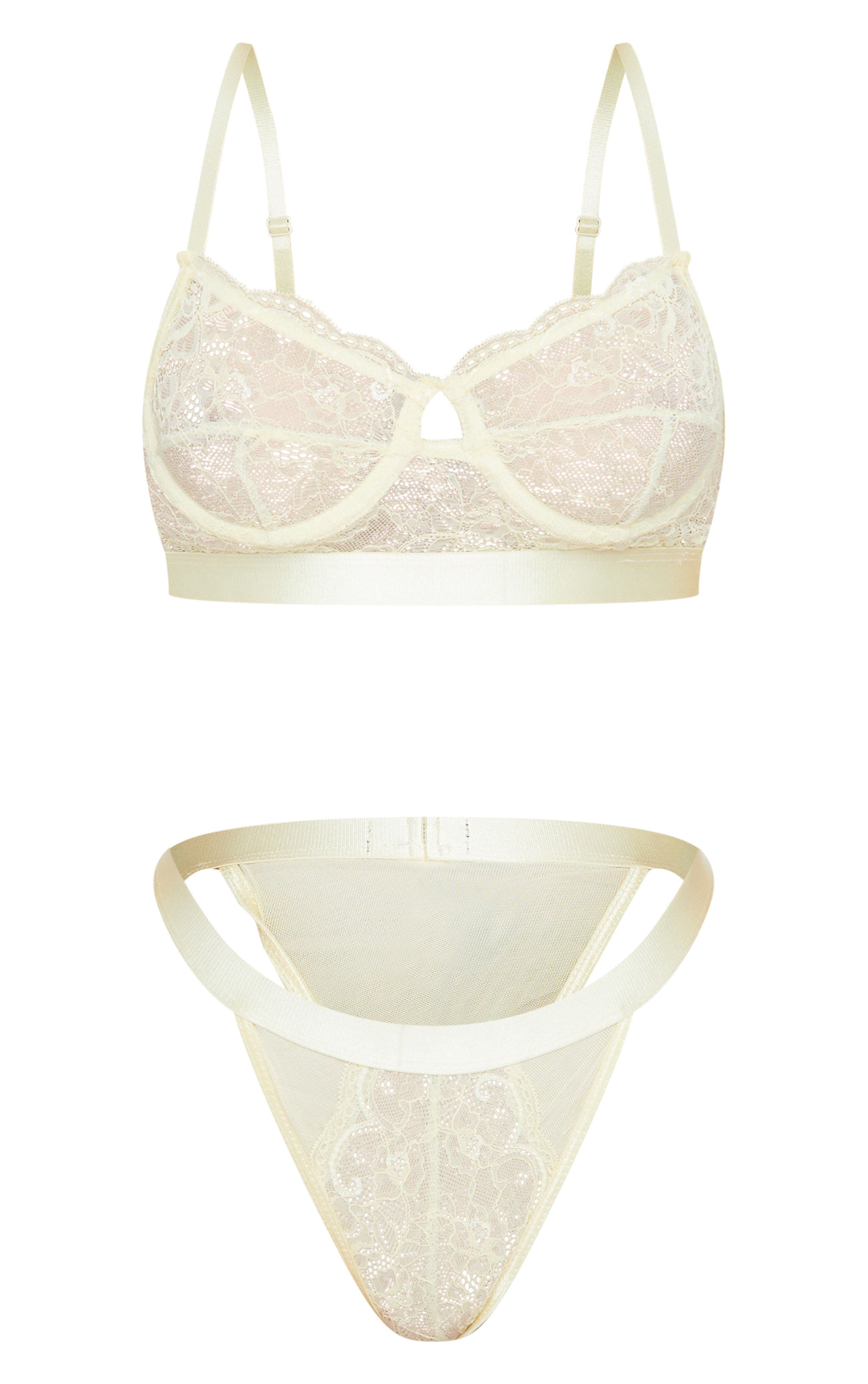 Yellow Delicate Lace Underwired Bra Knicker Set PrettyLittleThing USA