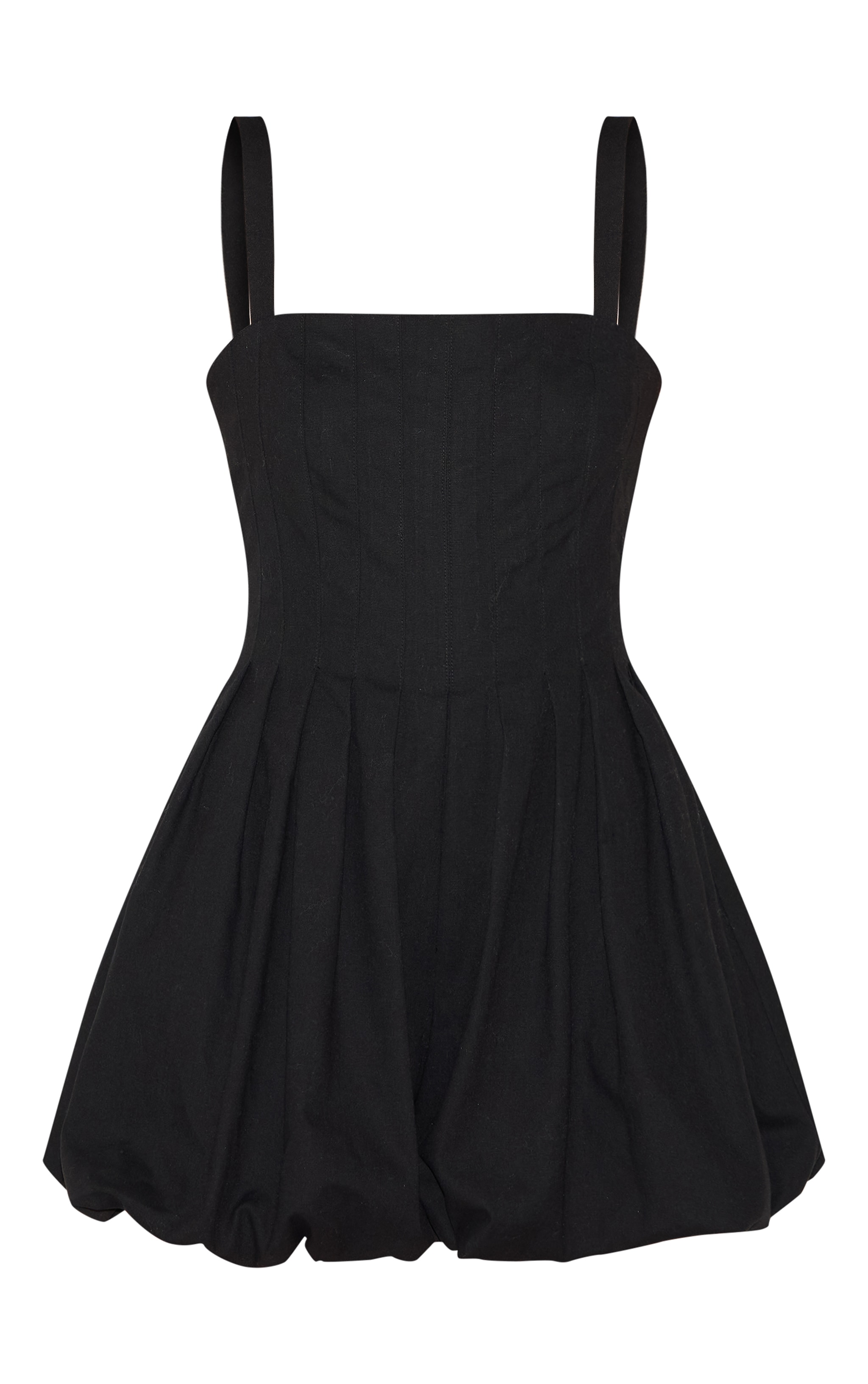 Black Twill Pleated Puffball Playsuit image 5