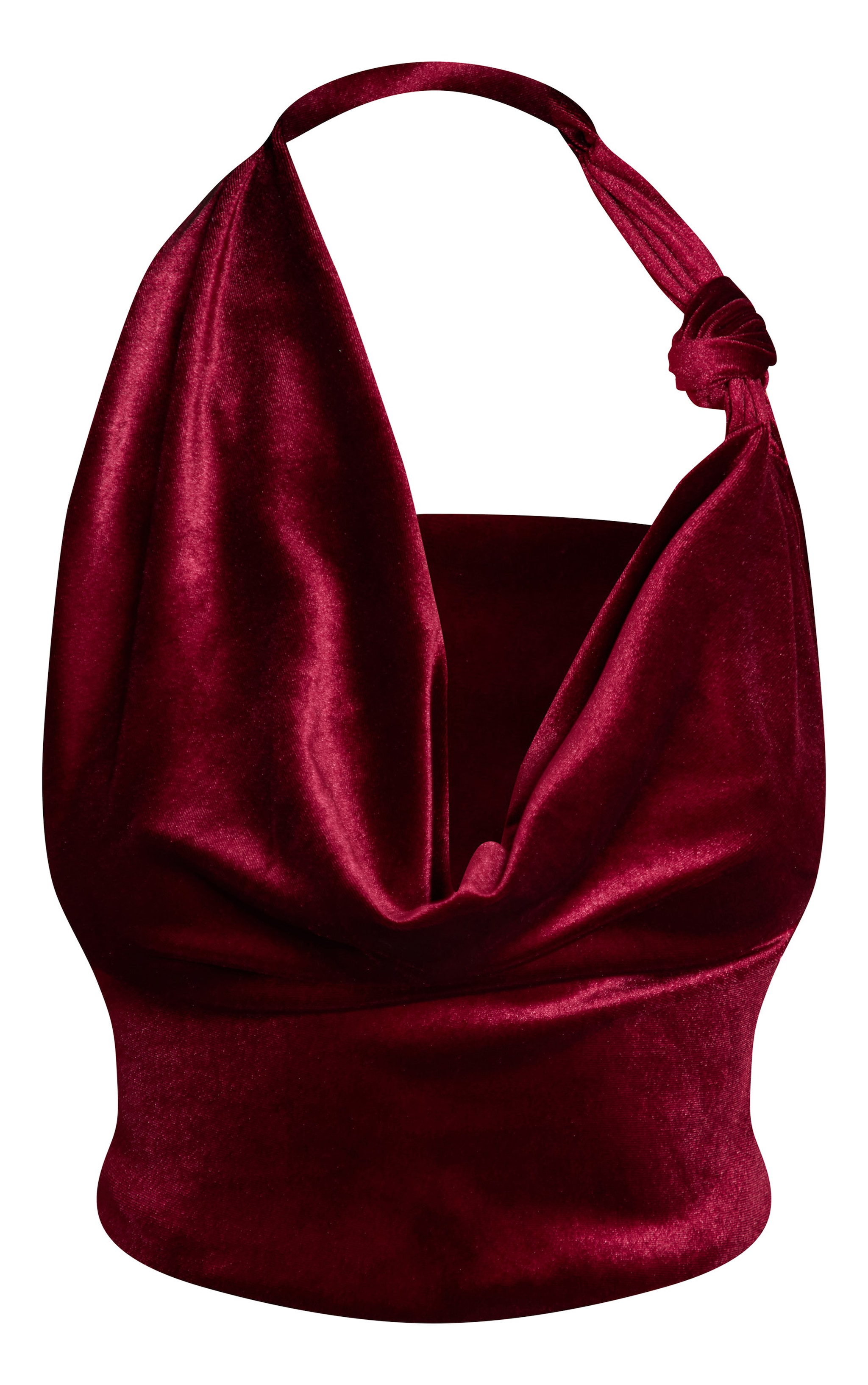 Burgundy Velvet Cowl Neck Long Top image 5
